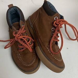 Gymbroee boots mock toe style high tops brown canvas orange laces size 9